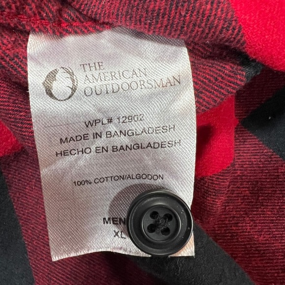 American Outdoorsman Buffalo Plaid Flannel Shirt XL Red Black Cotton - Picture 13 of 14